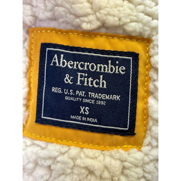 Abercrombie & Fitch Coat Womens XS Yellow Full Zip Sherpa Lined Faux Fur Parka - Picture 7 of 16
